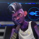 Dal sits in his captain's chair in front of a hologram showing the U.S.S. Protostar's position in the Delta Quadrant.